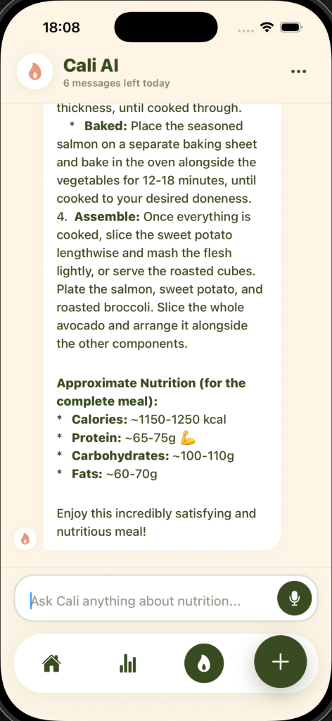 Cali AI nutritionist chat