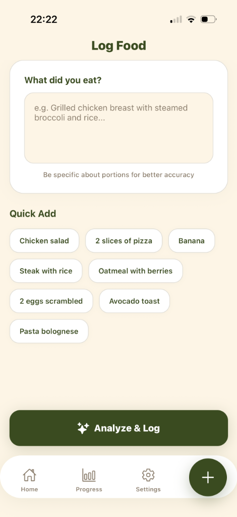 Log food quickly